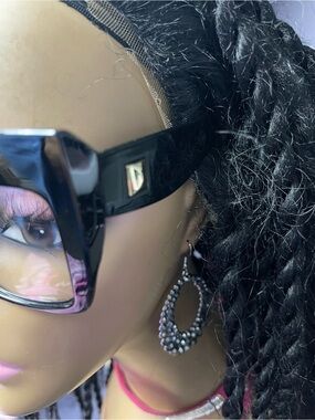 Black Oversized Square Sunglasses with Subtle Logo - Women Accessories